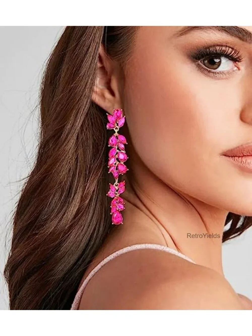 Rhinestone Dangle Earrings Long Teardrop Drop Earrings for Women Wedding Bridal